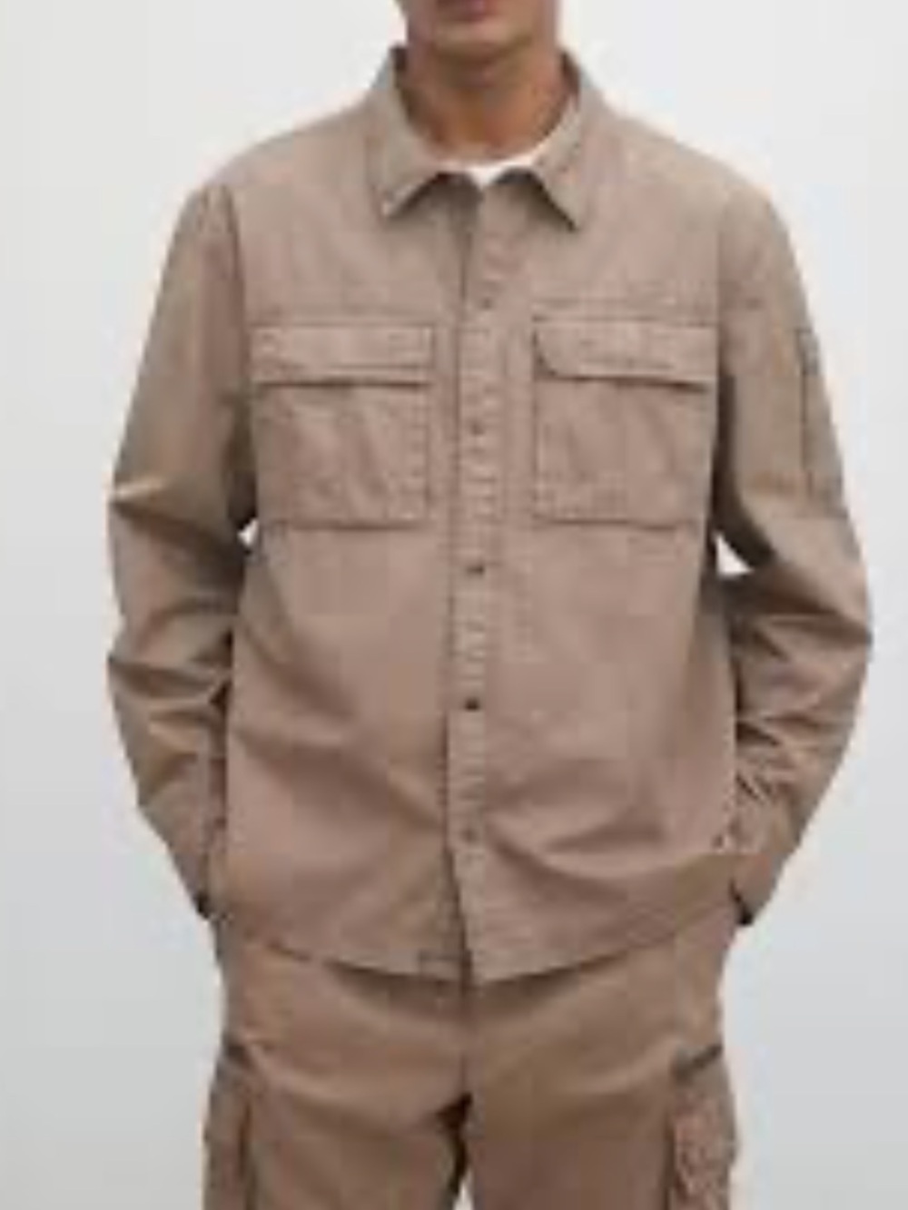 H&M Men's Tan Field Utility Jacket with Front Flap Pockets Small NWT